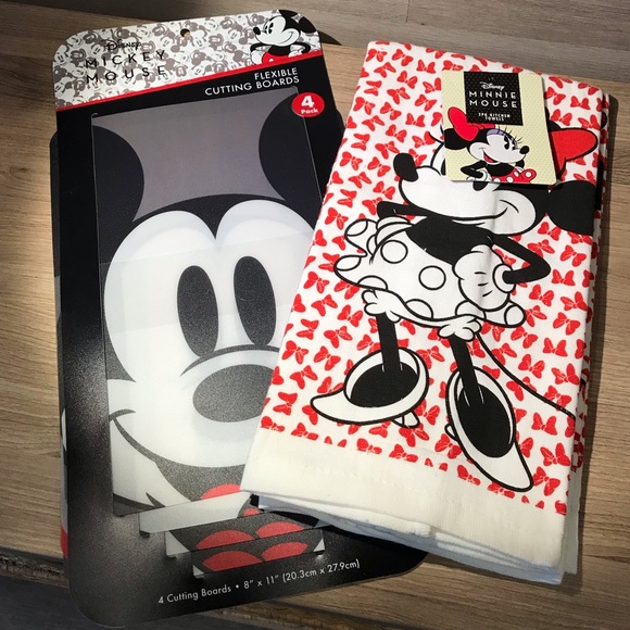 Disney Other - New Disney Minnie Mouse 2 Pack Kitchen Towels & 4 Pack Flexible Cutting Mats
